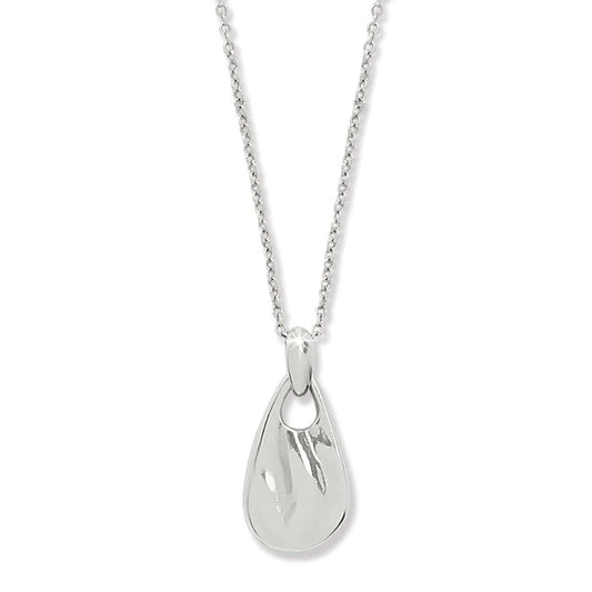 Brighton pendant necklace with silver-plated teardrop drop and delicate cable chain on a white background