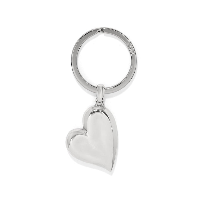 Brighton heart charm key fob with polished silver-tone finish and split ring on a white background