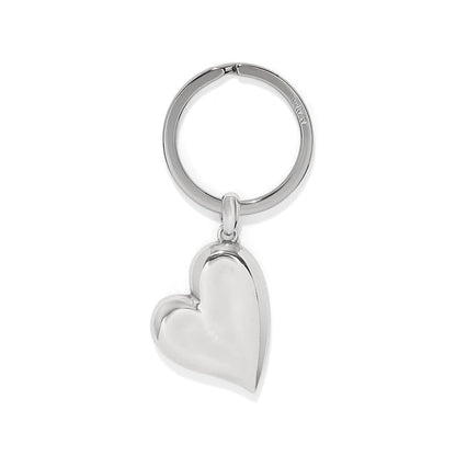 Brighton heart charm key fob with polished silver-tone finish and split ring on a white background
