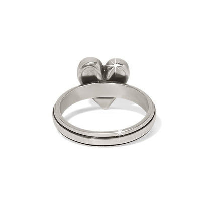 Brighton heart ring shown from the back with two-tone band and polished puffed heart on a white background