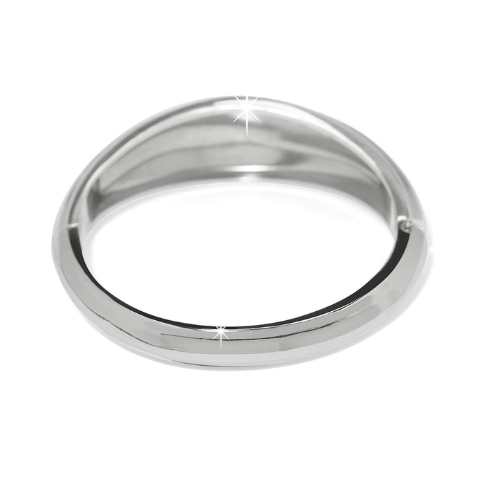 Brighton bangle bracelet with smooth domed silver-plated finish and hinged opening on a white background