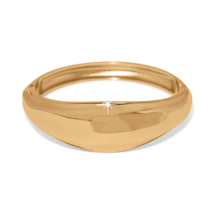 Brighton ring with smooth gold-plated finish and tapered domed front in a polished design on a white background