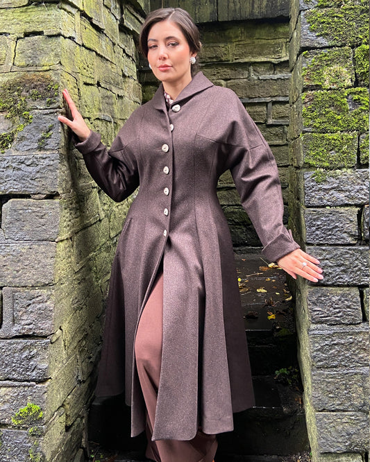 1950s Couture Long Coat - Mocha
