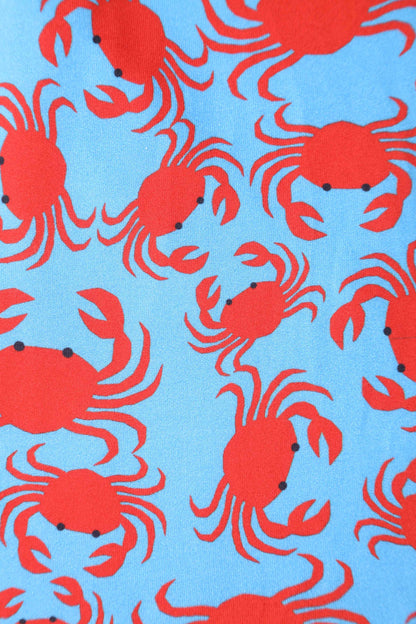 Billie Blue Crab Print Sleeved Dress