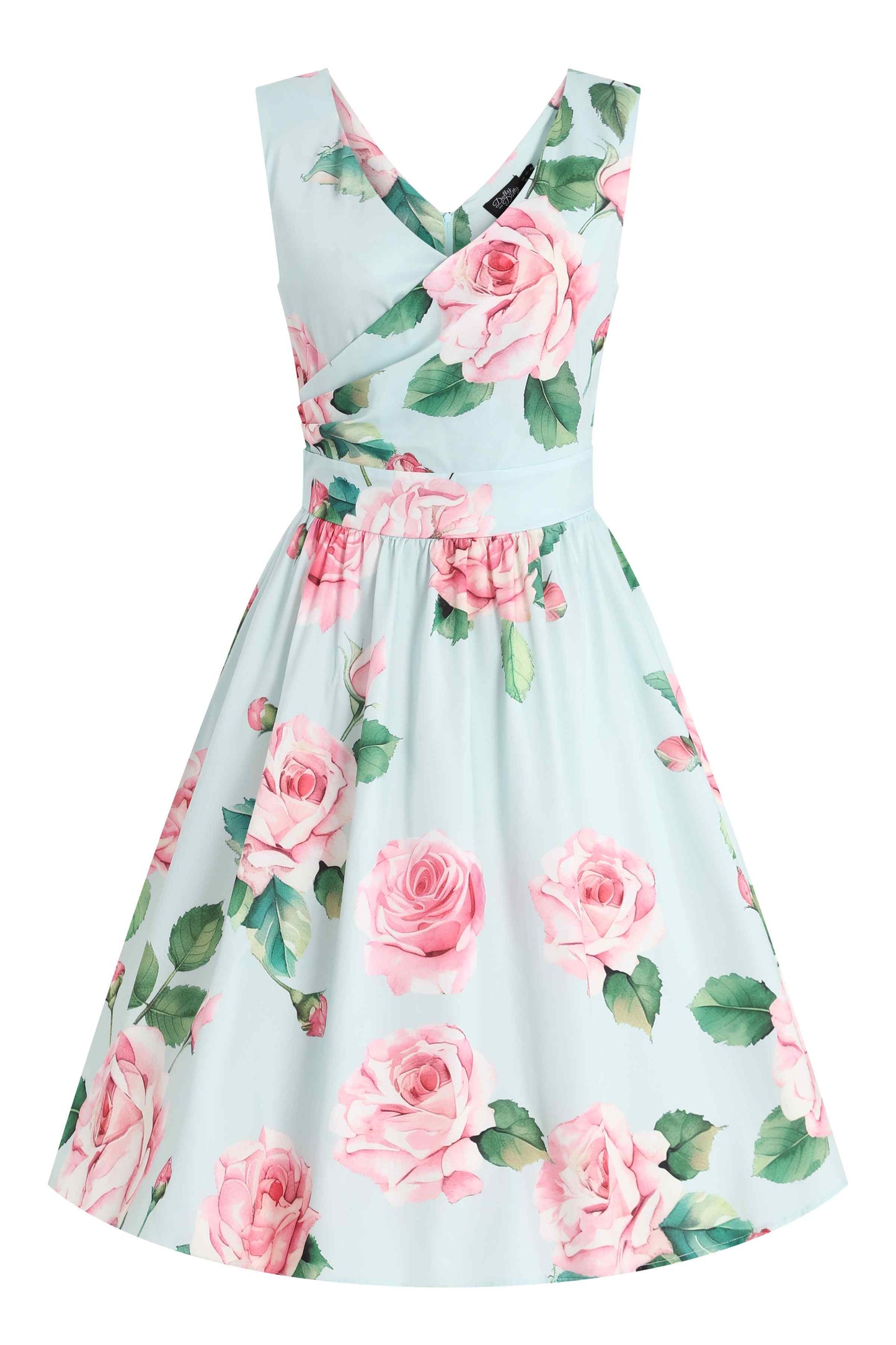 May Crossover Bust Baby Blue Rose Dress