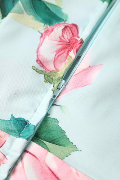 May Crossover Bust Baby Blue Rose Dress