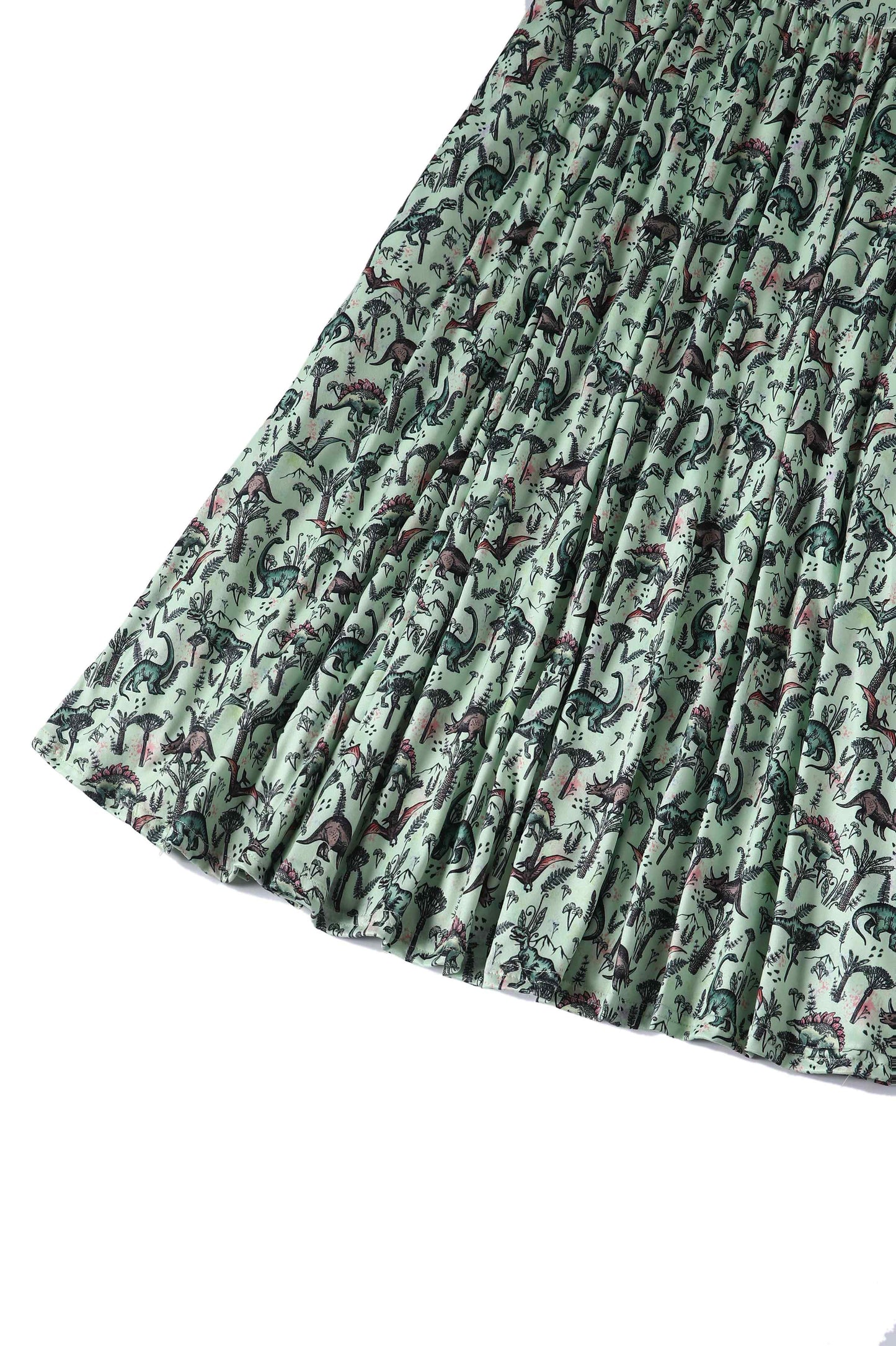 Billie Dinosaur Light Green Long Sleeved Dress