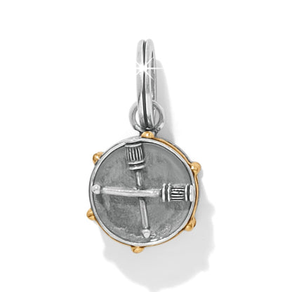 Brighton charm with silver-tone cross medallion design and gold-tone accent details on a white background