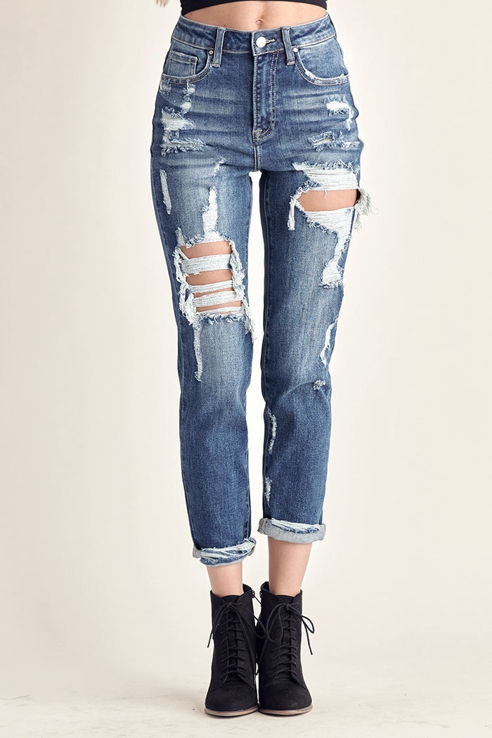 Duncan High Rise Distressed Boyfriend Jeans