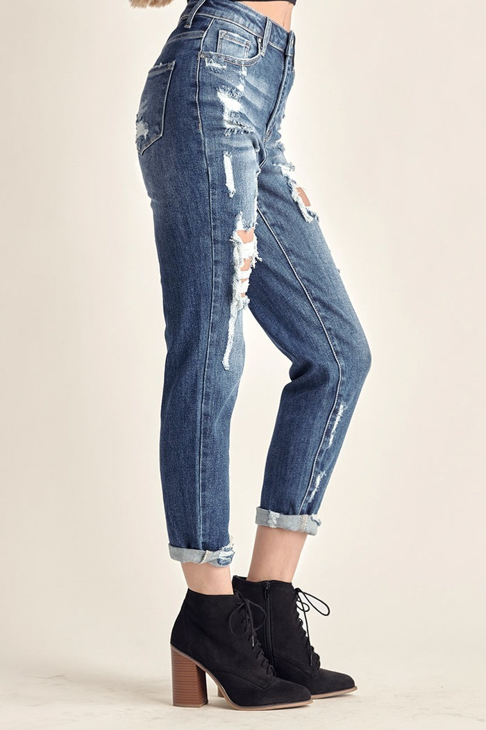 Duncan High Rise Distressed Boyfriend Jeans