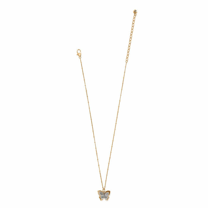Brighton butterfly pendant necklace in two-tone finish with crystal accents and lobster clasp on a white background