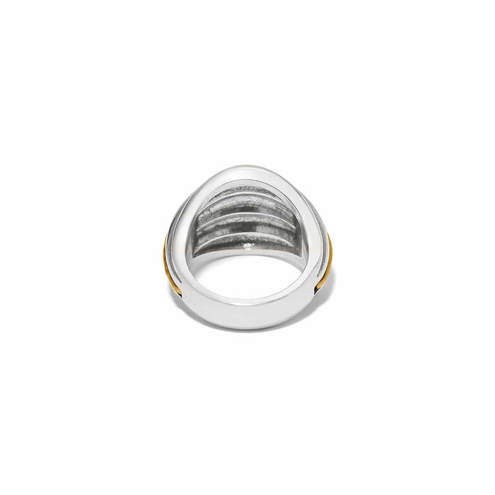 Brighton ring shown from the back with polished silver-tone band and gold-tone accents on a white background
