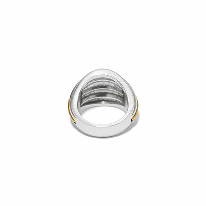 Brighton ring shown from the back with polished silver-tone band and gold-tone accents on a white background