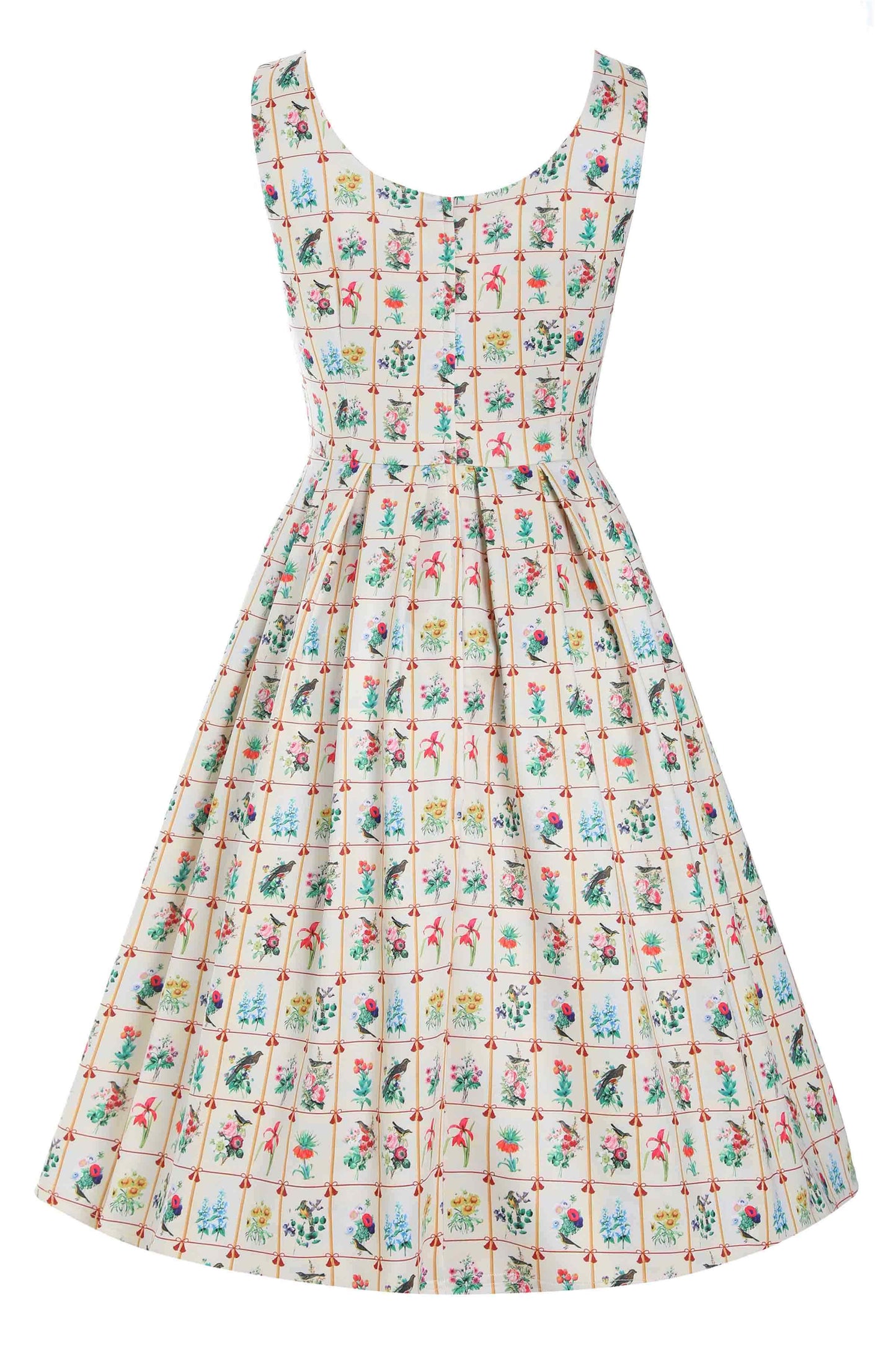 Amanda Cream Floral & Bird Flared Dress