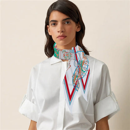 Four-Wheeled Carriage Gray Silk Diamond Scarf