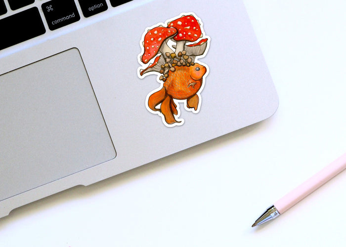 PinkPolish Design Stickers "Fungi Fish" Vinyl Die Cut Sticker