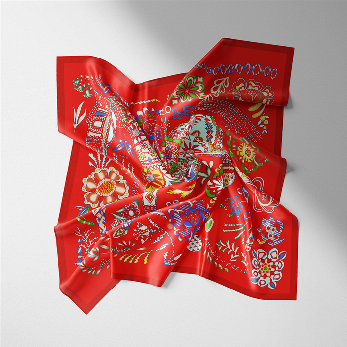 Genoa Orange Silk Scarf Small / 53cm