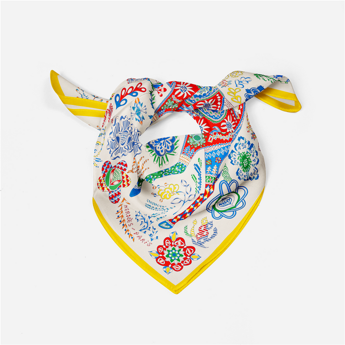 Genoa Yellow Silk Scarf Small / 53cm