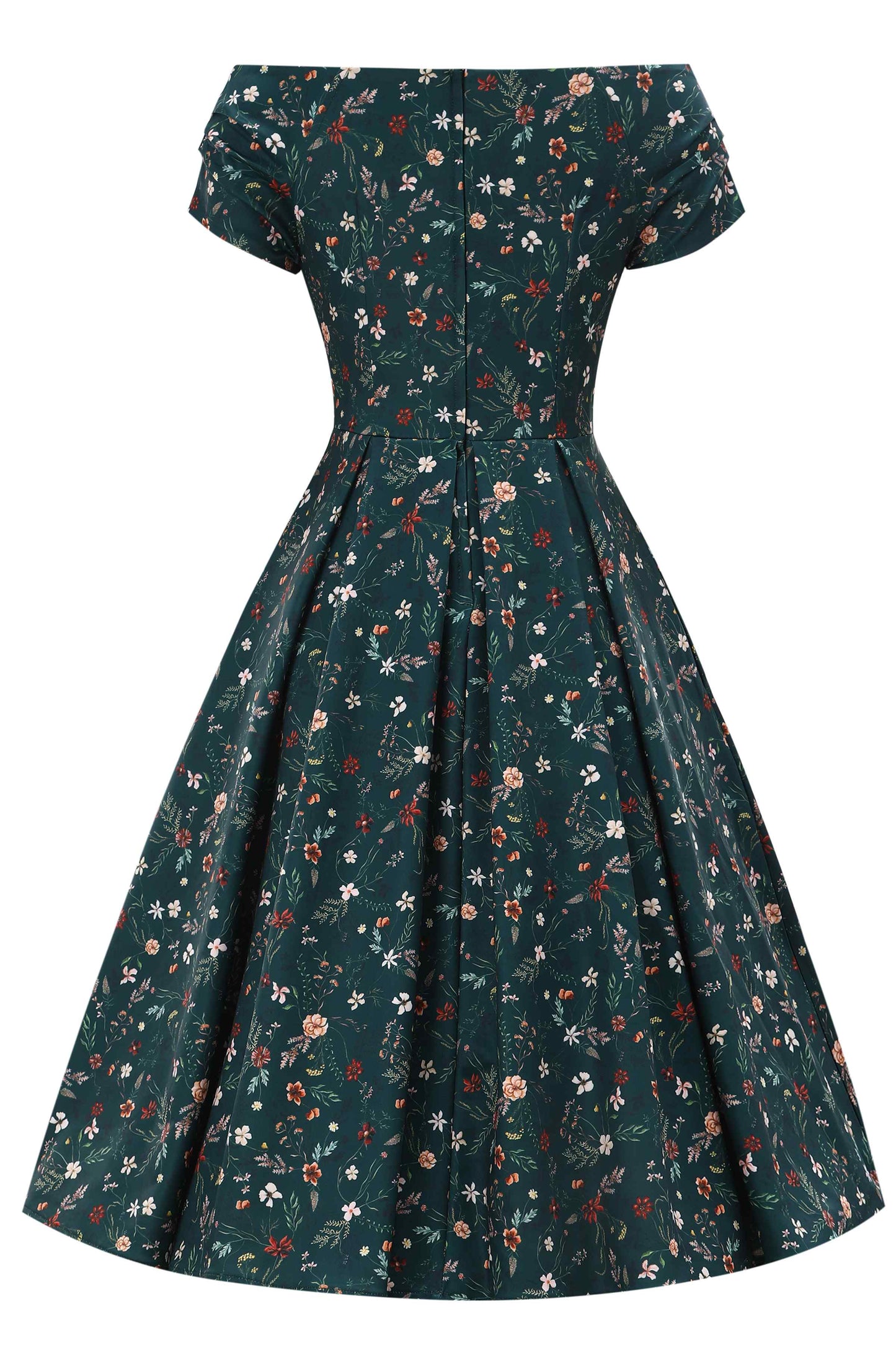 Lily Green Ditsy Floral Off Shoulder Flared Dress