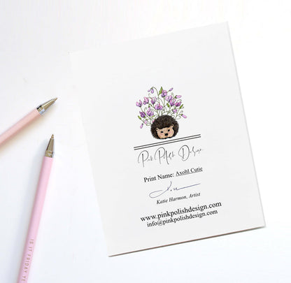 PinkPolish Design Note Cards "Axolotl Cutie" Handmade Notecard