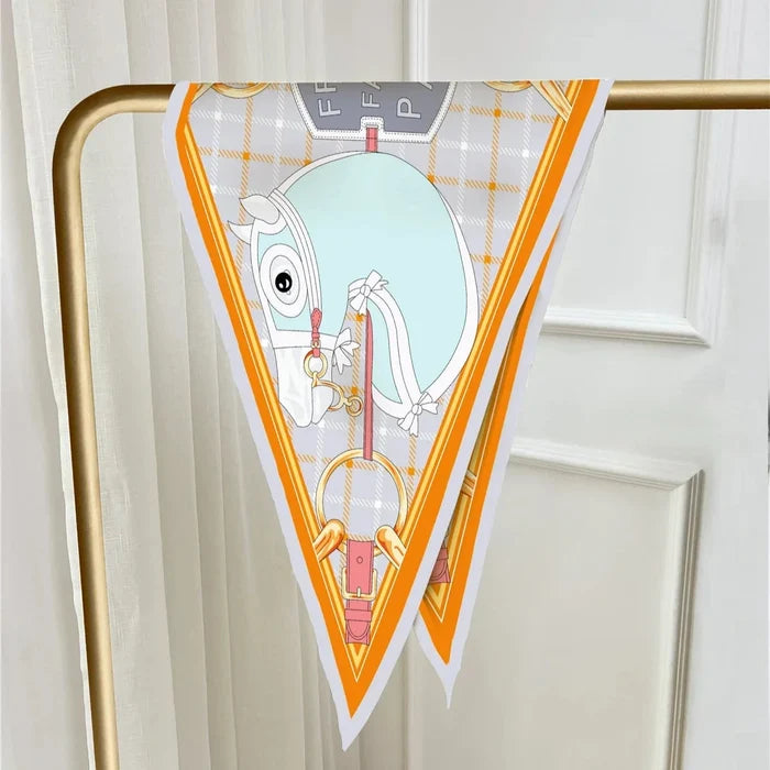 Head Orange Silk Diamond Scarf