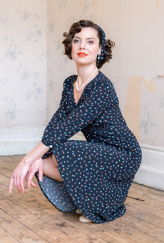 1940s Vera Tea Dress - Ocean Pearl