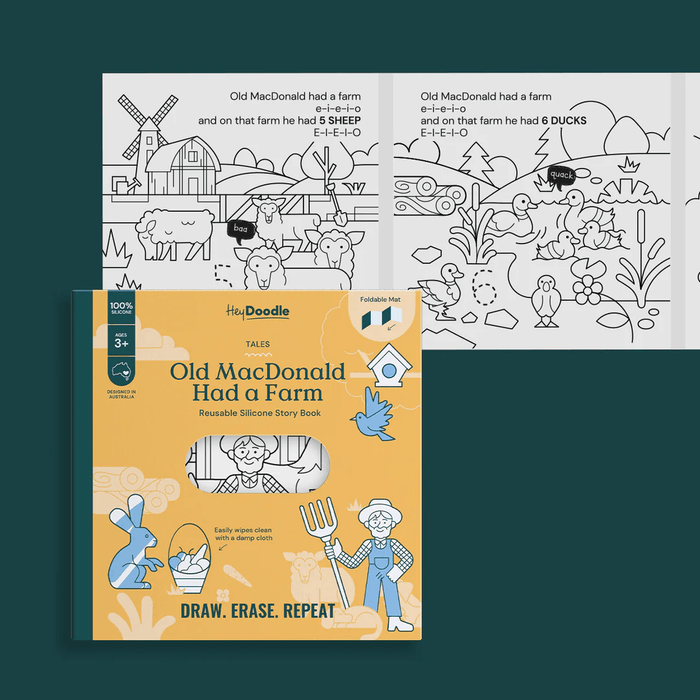 HeyDoodle Old MacDonald Had a Farm Tales - Reusable Colouring Book