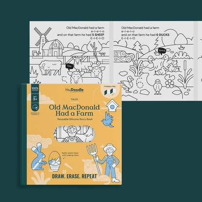 HeyDoodle Old MacDonald Had a Farm Tales - Reusable Colouring Book