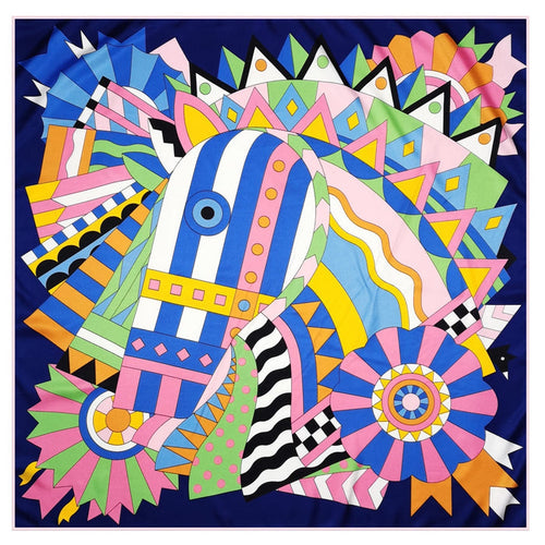 Horse Head Silk Scarf / 90cm
