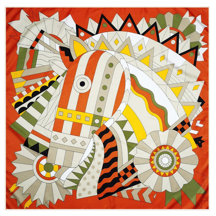 Horse Head Silk Scarf / 90cm