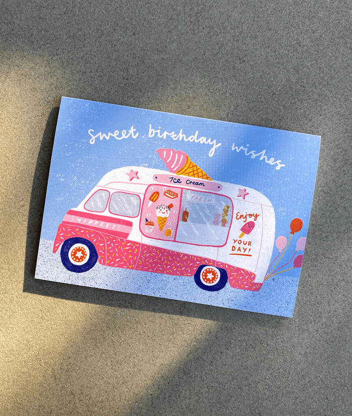 Ice Cream Van Birthday Greeting Card
