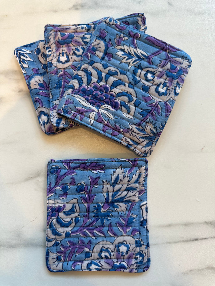 4" square / blue/purple flower