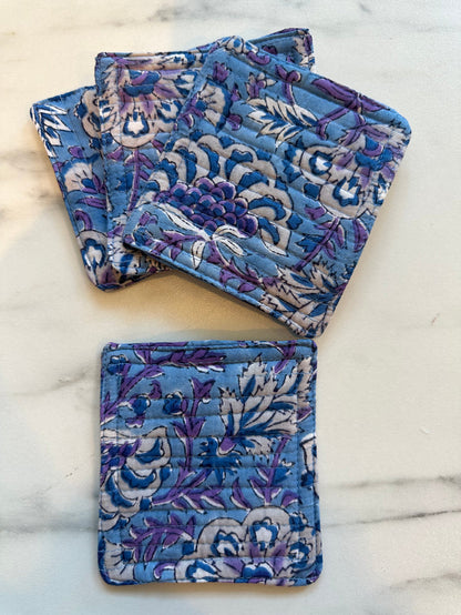 4" square / blue/purple flower