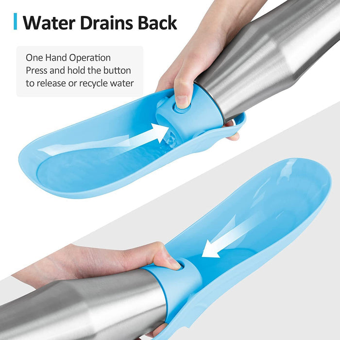 Insulated Dog Water Bottle | Stainless Steel | Portable & Foldable | Leak-Proof | 27oz/750ml