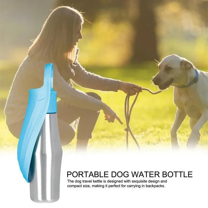 Insulated Dog Water Bottle | Stainless Steel | Portable & Foldable | Leak-Proof | 27oz/750ml