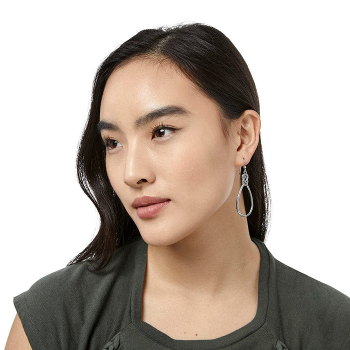 Model wearing Interlok French Wire Earrings