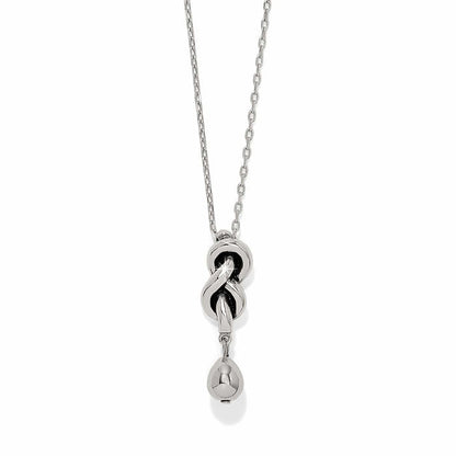 Brighton pendant necklace with silver-plated knotted twist design and teardrop charm on a white background