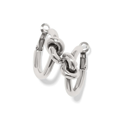 Brighton hoop earrings with silver-plated finish and interlocking knot detail at the front on a white background