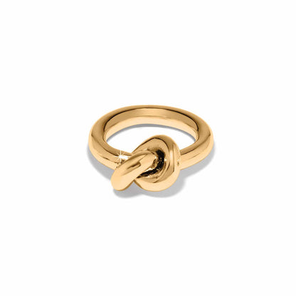 Brighton ring with gold-plated finish and sculpted knot detail at the center on a white background