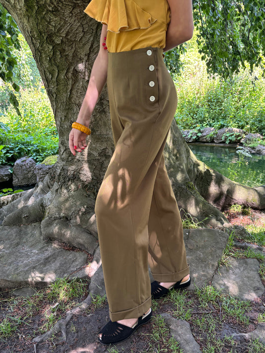 1940s Swing Trousers - Khaki