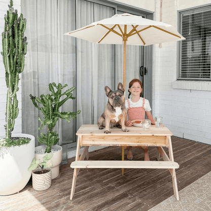 Kids Sand and Water  Picnic Table with Umbrella White