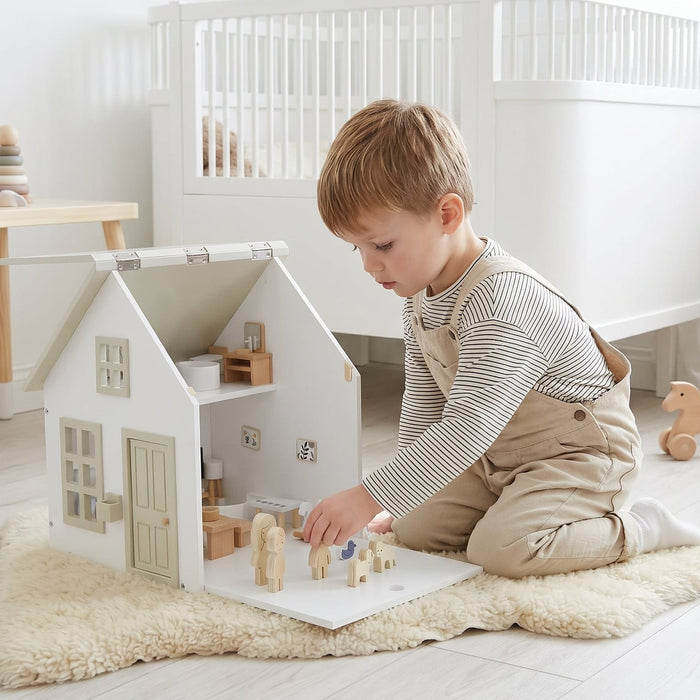 Koda Doll House with Family & Furniture Set Nougat
