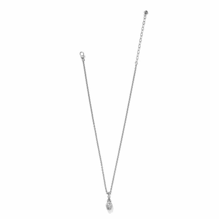 Brighton pendant necklace with silver-plated chain, lobster clasp, and small teardrop pendant on a white background