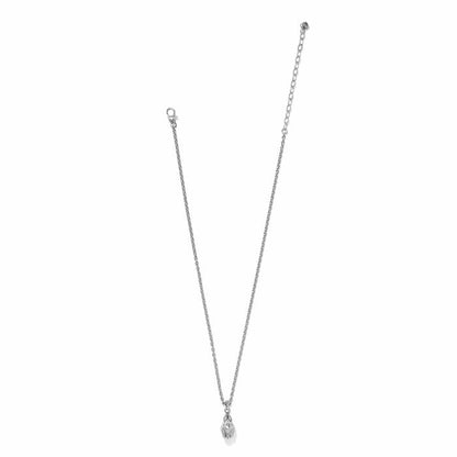 Brighton pendant necklace with silver-plated chain, lobster clasp, and small teardrop pendant on a white background