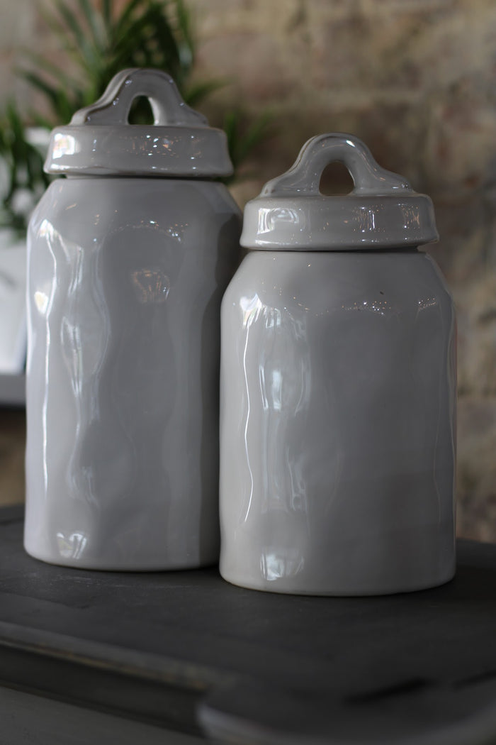 Large White Jar with Lid