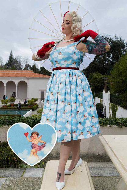 Amanda Light Blue Clouds Cupid Swing Dress