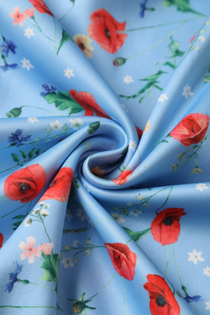 Amanda Light Blue Poppy Swing Dress