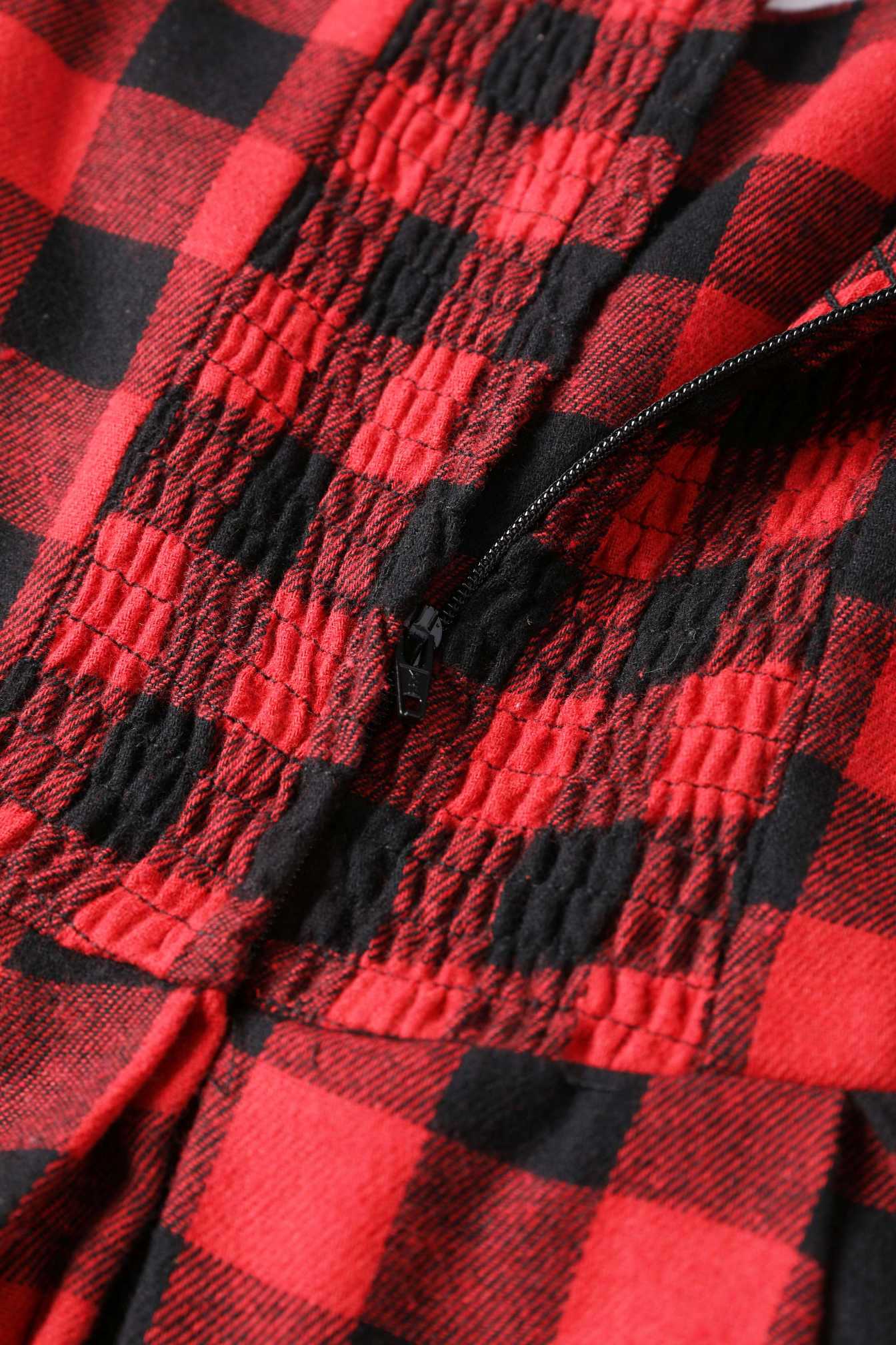 Lily Red Check Off Shoulder Dress