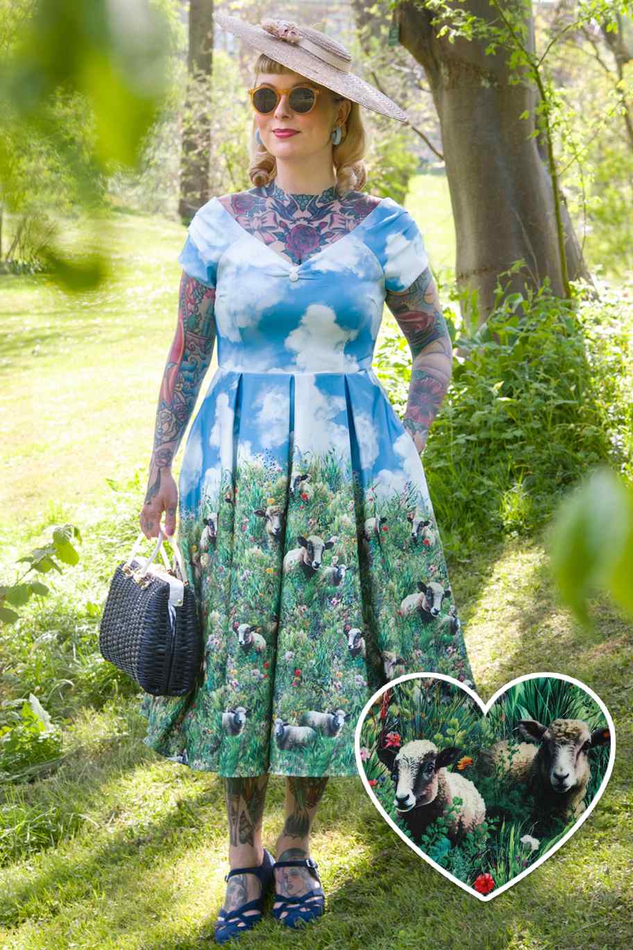 Lily Sheep Field Off Shoulder Dress