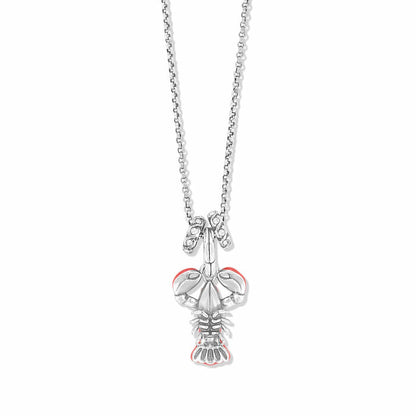 Brighton silver-plated lobster pendant necklace with red enamel accents and crystal details on a white background
